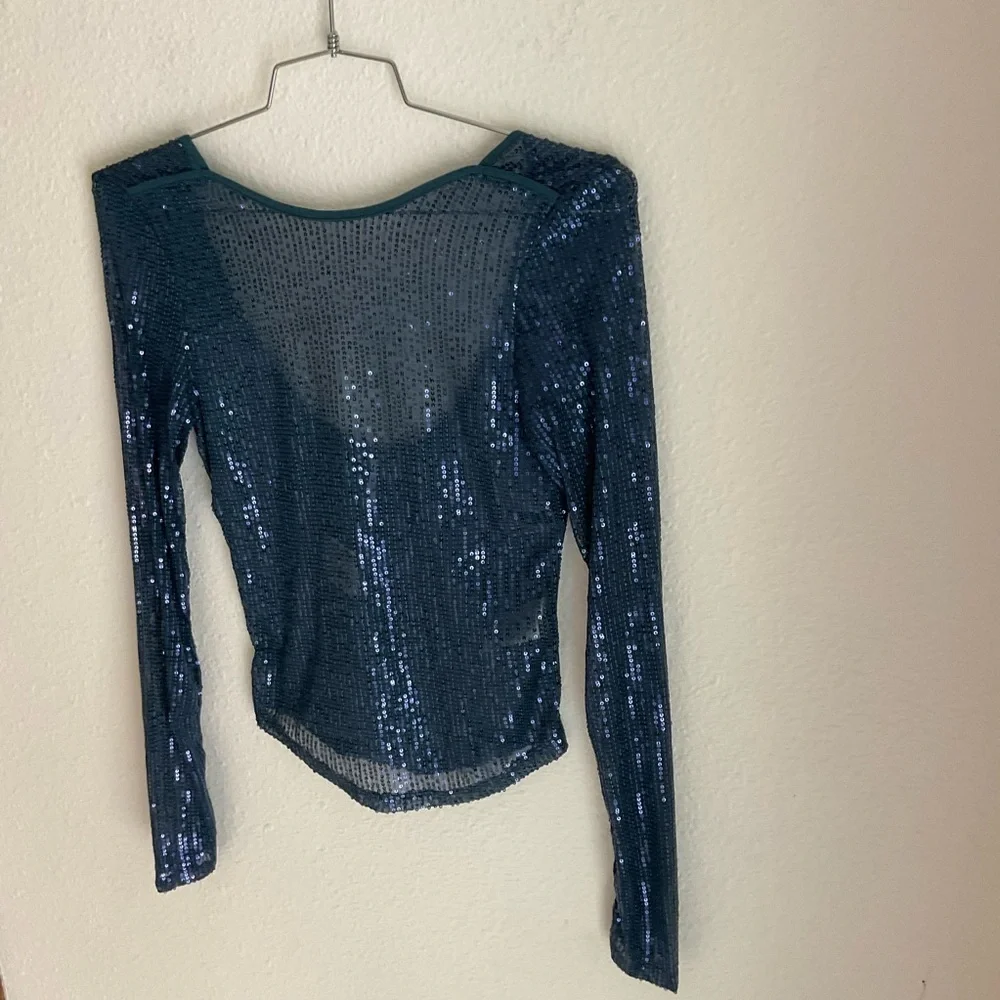 NWT Free People Unapologetic Sequin Long Sleeve Top